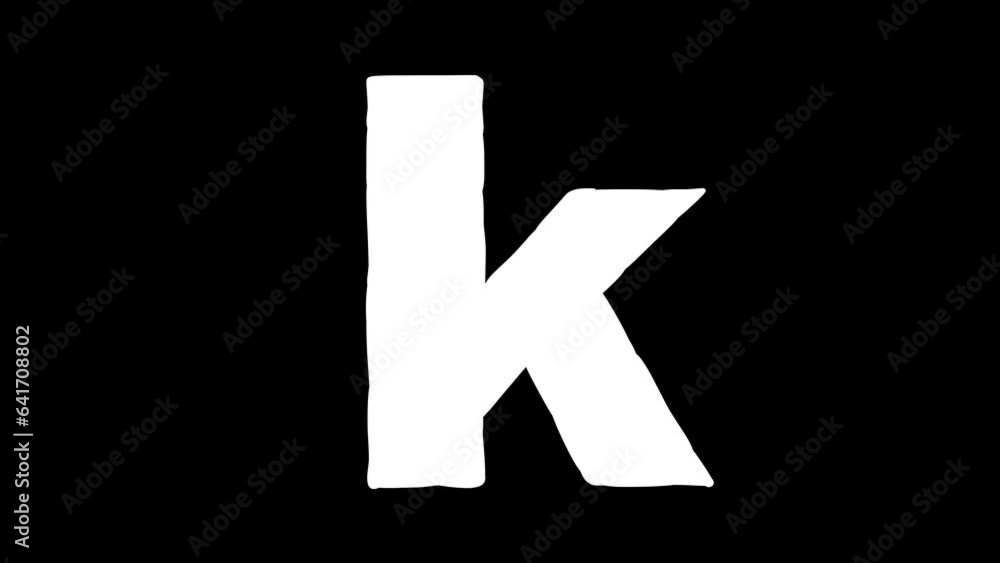 K letter small forming cartoon animation. Compatibile part of alphabet serie. Hand drawn bold educational style for children. Good for education movies, presentation, learning alphabet, etc... K letter small forming cartoon animation. Compatibile part of alphabet serie. Hand drawn bold educational style for children. Good for education movies, presentation, learning alphabet, etc...