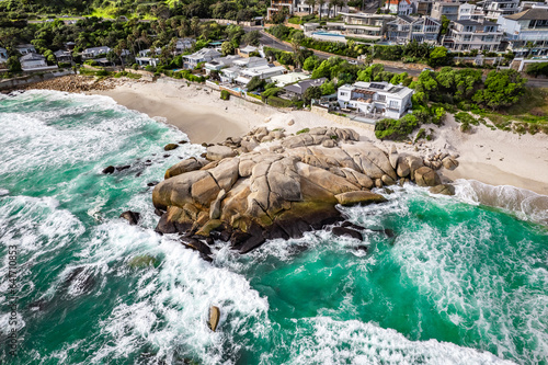 Aerial View of Camps bay in Cape Town, Western Cape, South Africa