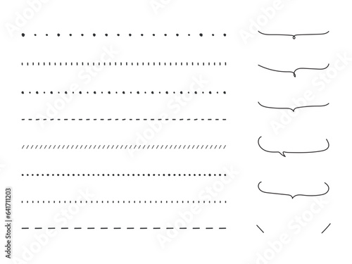手書きのふきだし・吹き出し・飾り罫・罫線セット　あしらい　ライン素材　ベクター　Set of handwritten decorative borders and speech bubbles