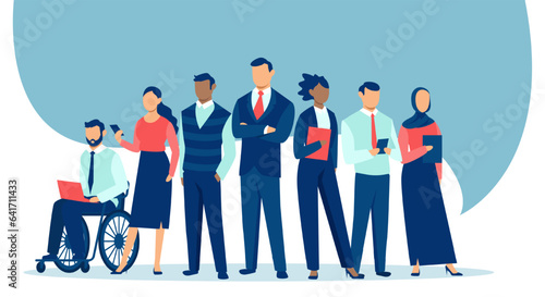 Vector of a multinational inclusive group of confident businesspeople