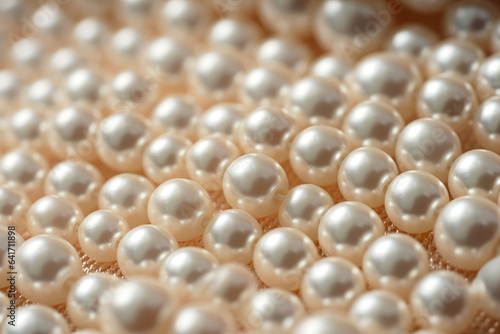 Glimmering Elegance: A Close-Up Texture of Pearl-Beaded Fabric Shimmers with Opulence
