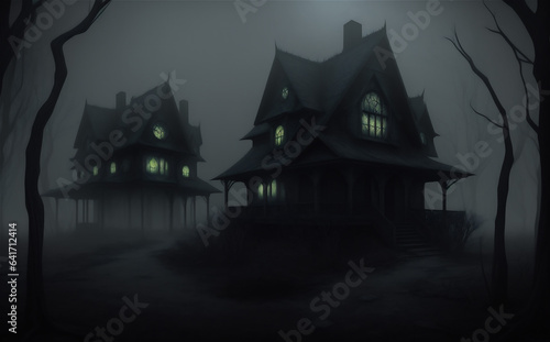 Creepy haunted house with weathered, vintage look for Halloween and other spooky occasions. © Frozen Design
