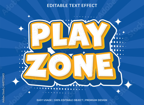 play zone text effect template design with 3d style use for business brand and logo