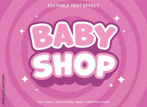 baby shop text effect template design with 3d style use for business brand and logo