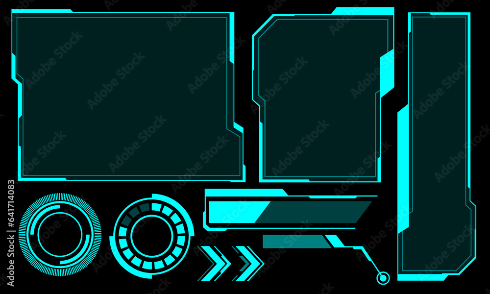 Hud frames blue user interface elements design modern technology ...