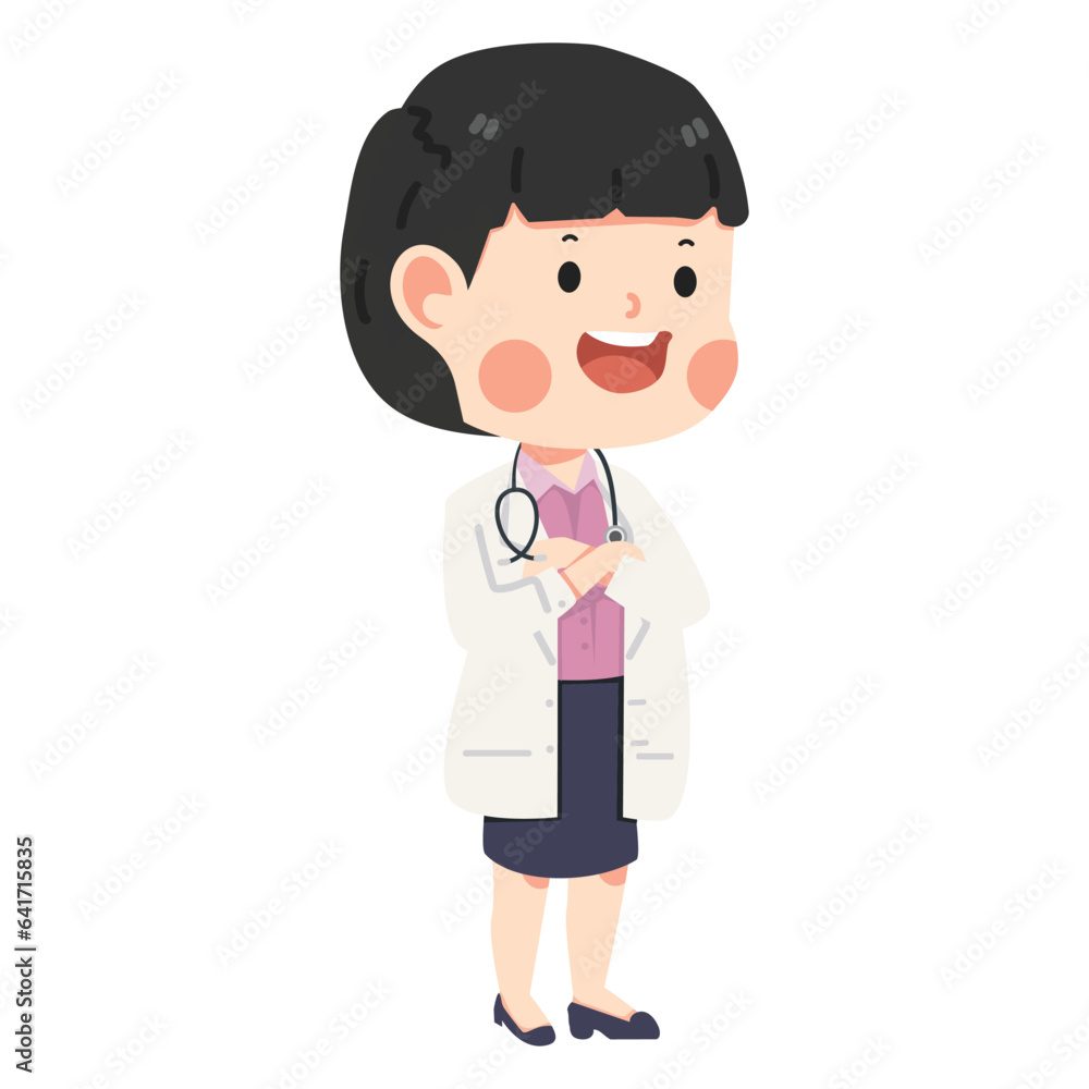 Happy female Doctor cartoon character