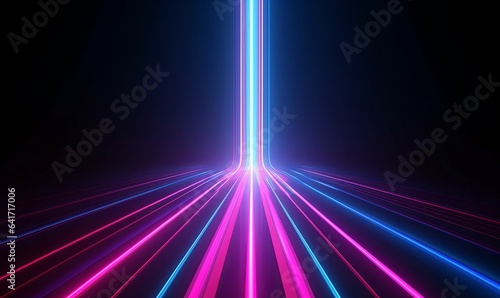 3d render, abstract background with colorful spectrum. Bright neon rays and glowing lines, Generative AI