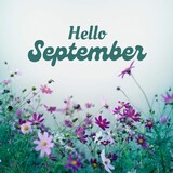 Hello September day post design for social media, new month post, 1st September