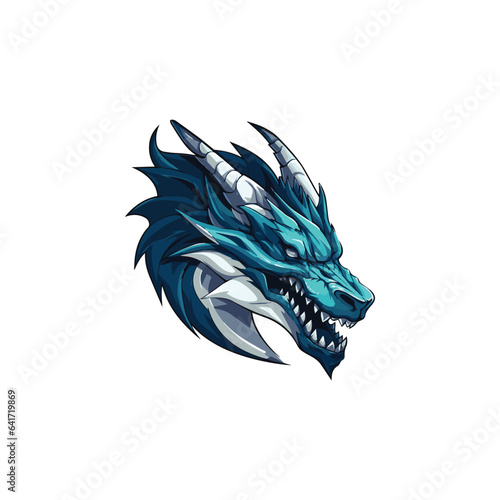 Furious dragon head mascot esports logo design