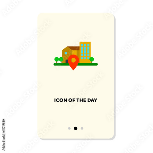 Location detection vector icon. Site, bulding isolated vector sign. Place and technology concept. Vector illustration symbol elements for web design and apps