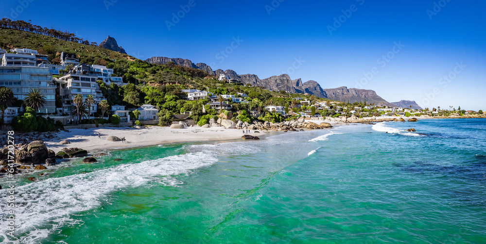 Aerial view of Clifton beach in Cape Town, Western Cape, South Africa