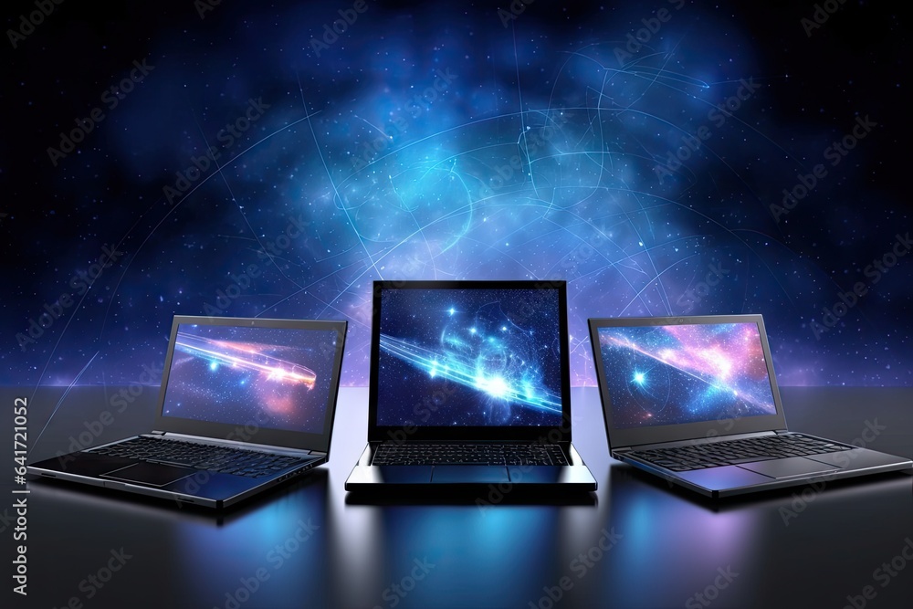 Laptops collaboration solve tasks related to neural networks and artificial intelligence Laptops collaboration solve tasks related to neural networks and artificial intelligence