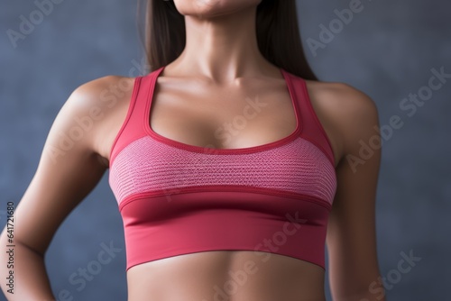 Mid section of beautiful slim woman body in sportswear generative ai