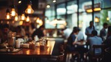 Coffee shop. Blurred image of cafe interior with people