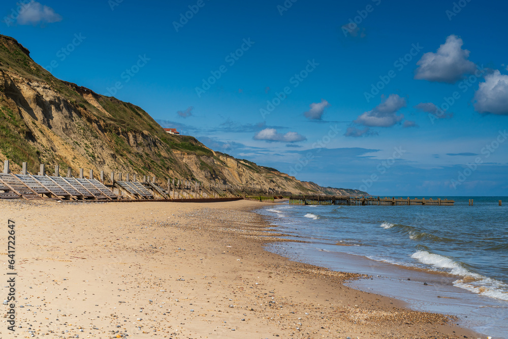 View of the cliffs on the beach in Trimmingham North Norfolk, UK