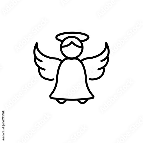 Holy angel line icon. linear style sign for mobile concept and web design. Angel with wings and halo outline vector symbol. Symbol, logo illustration.