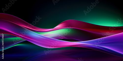 Abstract background with purple and blue wavy motion, color waves background on black. 