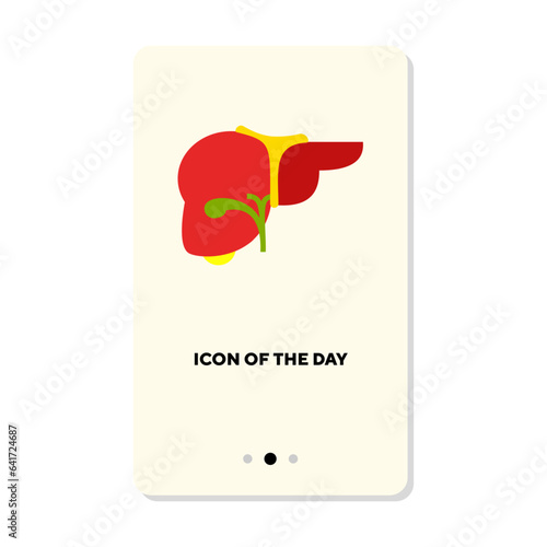 Human liver with veins flat vector icon. Vital internal organ of human body isolated vector illustration. Anatomy, medicine, biology, health care concept for web design and apps