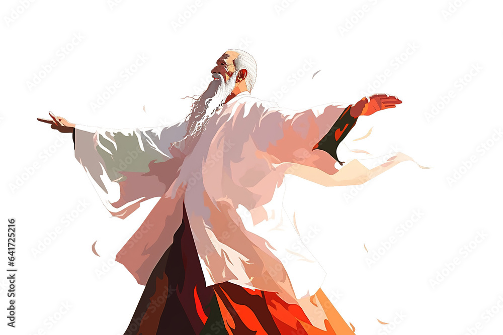 Fototapeta premium Chinese martial art tai chi and white background