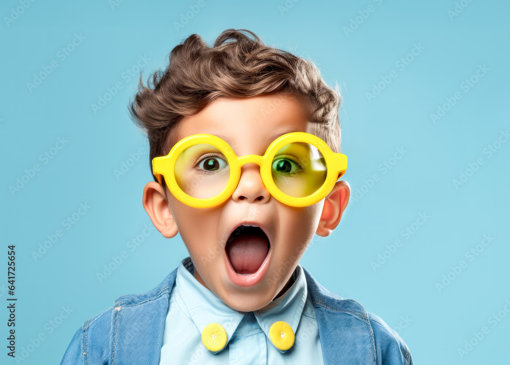 Cute little boy with open mouth expressing amazement or surprise Cute little boy with open mouth expressing amazement or surprise