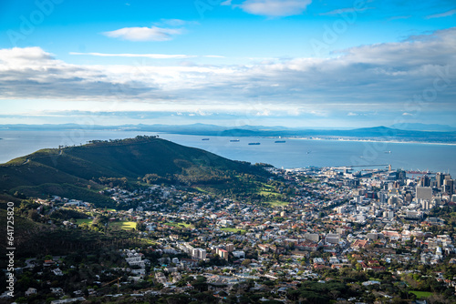 View of Cape Town from Kloof Corner hike at sunset in Cape Town, western Cape, South Africa © pierrick