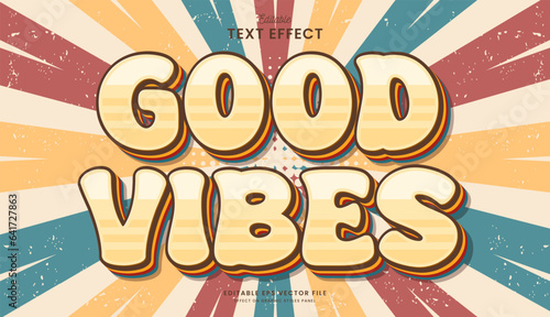 decorative good vibes editable text effect vector design