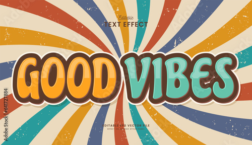 decorative good vibes editable text effect vector design