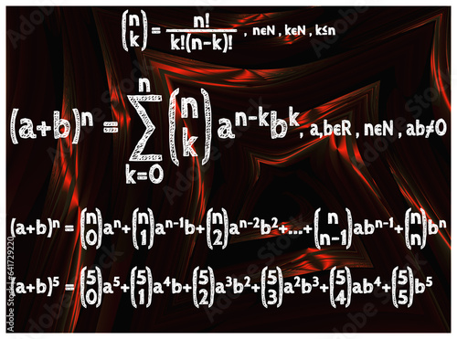 A mathematical formula written on a blackboard. Newton's formula.