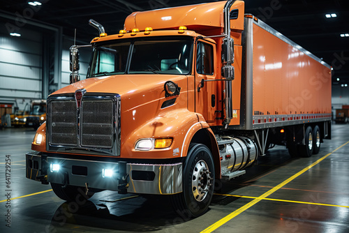         AI modern truck container logistics transport night scene