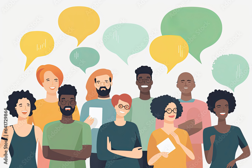 Different Races Talking A group of people of different race, gender and age with speech bubbles ...