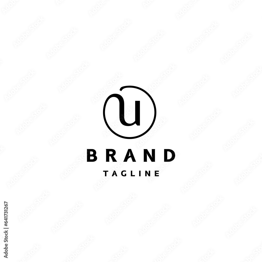 Initial Letter U inside Circle Symbol Logo Design. Initial Letter U Connected With Circle Symbol Logo Design.