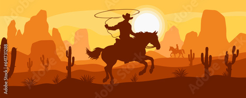 Cowboy on horse sticker colorful