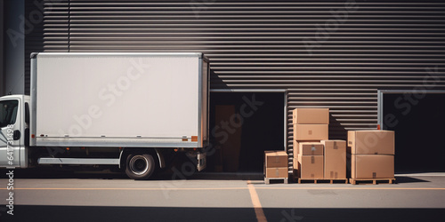 Worker unloads things from a truck. 