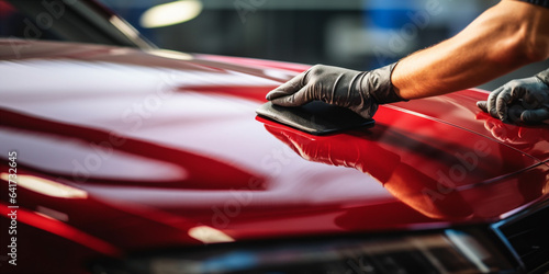 close-up car polishing.   © xartproduction