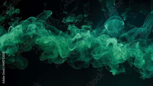 Green smoke textured on black background.