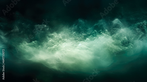 Green smoke textured on black background. © Saulo Collado