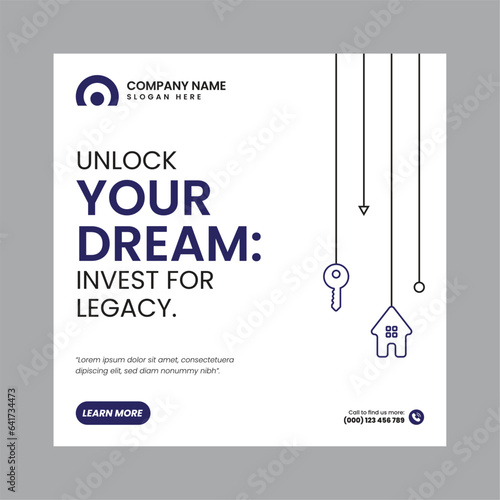 Real Estate Social Media Post Template, property, investment, home, dream, opportunity, market, listings, buyers, sellers, agents, mortgage