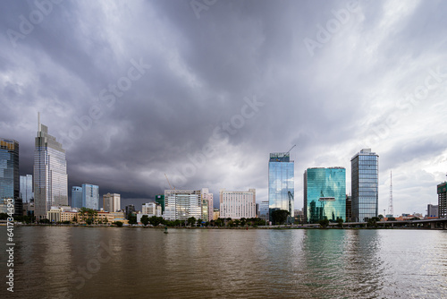 View of Ho Chi Minh City from District 2, dark clouds are pulling towards the center © Quang Ho