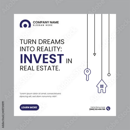 Real Estate Social Media Post Template, property, investment, home, dream, opportunity, market, listings, buyers, sellers, agents, mortgage