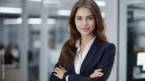 Portrait of young business female in the office, CEO woman.