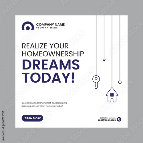 Real Estate Social Media Post Template, property, investment, home, dream, opportunity, market, listings, buyers, sellers, agents, mortgage