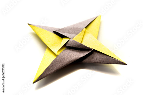 Origami modular star on a white background. paper star. paper craft