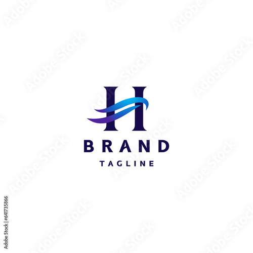 Initial Letter H With Wave Accent Logo Design. Sea Waves Amidst the Letter H Logo Design.