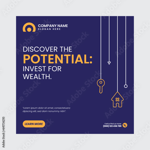 Real Estate Social Media Post Template, property, investment, home, dream, opportunity, market, listings, buyers, sellers, agents, mortgage