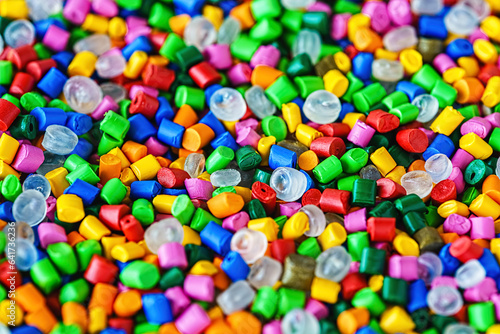 background from colored plastic granules macro shot. abstract background from plastic dye