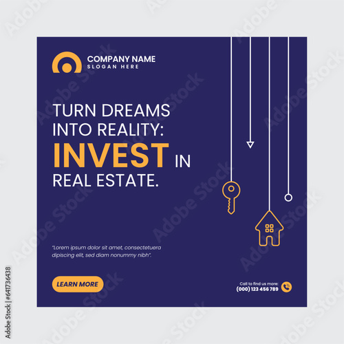 Real Estate Social Media Post Template, property, investment, home, dream, opportunity, market, listings, buyers, sellers, agents, mortgage