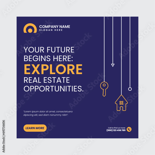 Real Estate Social Media Post Template, property, investment, home, dream, opportunity, market, listings, buyers, sellers, agents, mortgage