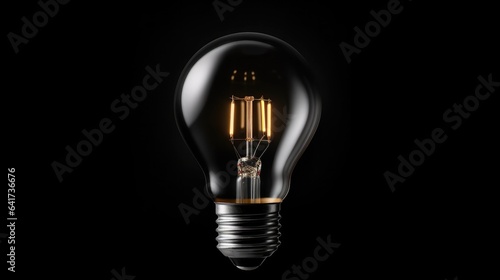 Black light bulb on black background, Background wallpaper, Business concept.