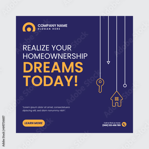 Real Estate Social Media Post Template, property, investment, home, dream, opportunity, market, listings, buyers, sellers, agents, mortgage