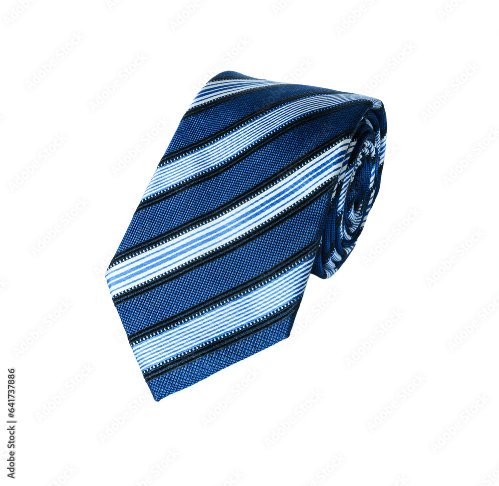 Rolled up men's striped necktie isolated on white background. Rolled up men's striped necktie isolated on white background.